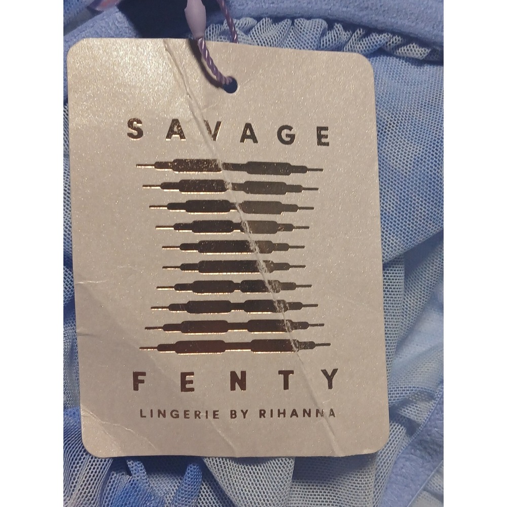 Savage X Fenty Blue Marble Lace Up Corset Mini Dress Sheer Mesh XL - Picture 11 of 13